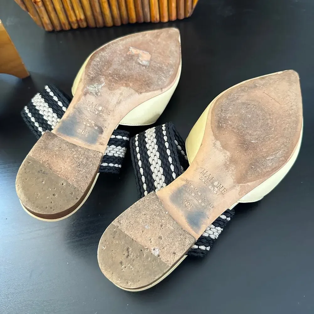 MALONE SOULIERS x ROKSANDA Hannah Leather Flats Woven Strap Vanilla Yellow